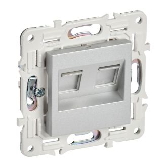 SKANDY Розетка компьютерная двойная RJ45 кат.5E серебряный