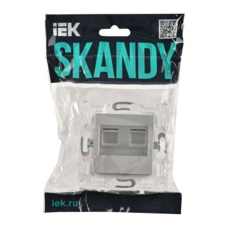 SKANDY Розетка компьютерная двойная RJ45 кат.5E серебряный