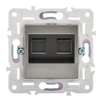SKANDY Розетка компьютерная двойная RJ45 кат.5E металл никель