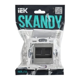 SKANDY Розетка компьютерная двойная RJ45 кат.6 металл никель