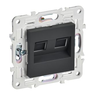 SKANDY Розетка компьютерная двойная RJ45 кат.6 графит