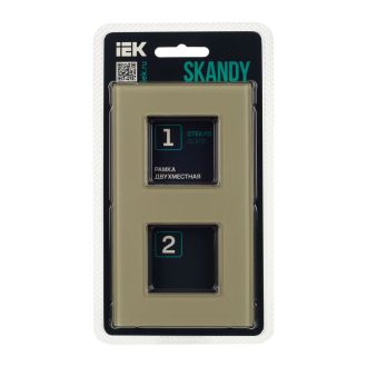 SKANDY Рамка 2-местная стекло беж.