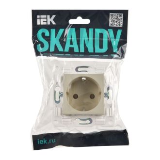 SKANDY Розетка с заземлением без защитных шторок 16А бежевый