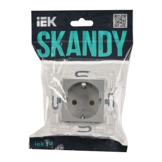 SKANDY Розетка с заземлением без защитных шторок 16А серебряный