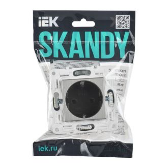 SKANDY Розетка с заземлением без защитных шторок 16А металл никель