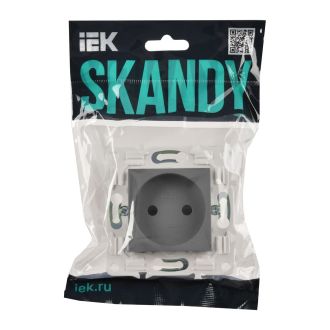 SKANDY Розетка без заземления с защитными шторками 10А серый