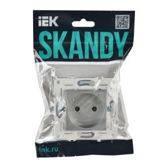 SKANDY Розетка без заземления с защитными шторками 10А серебряный