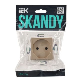 SKANDY Розетка без заземления с защитными шторками 10А песочный