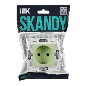 SKANDY Розетка с заземлением с защитными шторками 16А безвинтовое крепление мятный