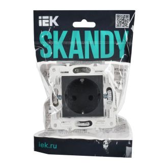 SKANDY Розетка с заземлением с защитными шторками 16А безвинтовое крепление графит