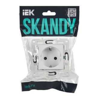 SKANDY Розетка с заземлением с защитными шторками 16А арктический белый
