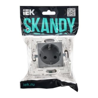 SKANDY Розетка с заземлением с защитными шторками 16А серый