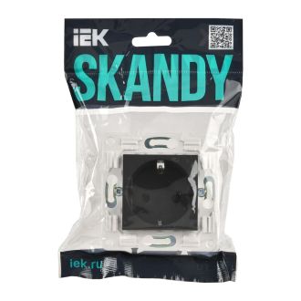 SKANDY Розетка с заземлением с защитными шторками 16А графит