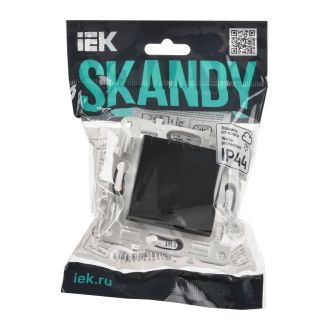 SKANDY Розетка 1-местная с заземлением с защитными шторками и крышкой 16А IP44 черный