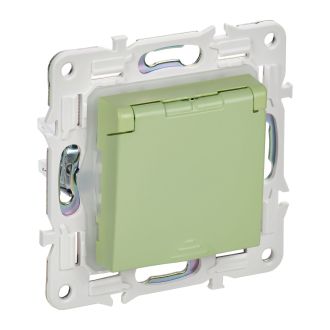 SKANDY Розетка 1-местная с заземлением с защитными шторками и крышкой 16А IP44 мятный