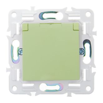 SKANDY Розетка 1-местная с заземлением с защитными шторками и крышкой 16А IP44 мятный