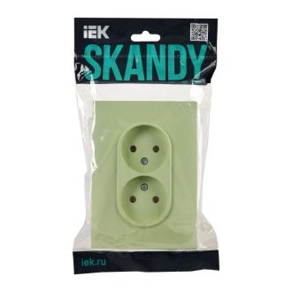SKANDY Розетка 2-местная без заземления без защитных шторок 10А в сборе мятный