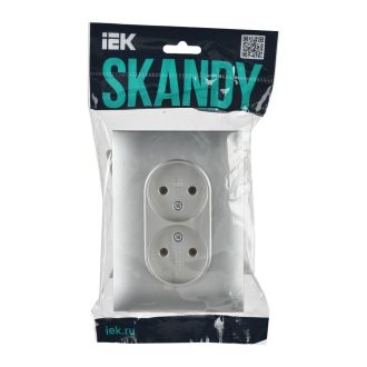 SKANDY Розетка 2-местная без заземления без защитных шторок 10А в сборе серебряный