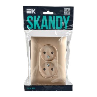 SKANDY Розетка 2-местная без заземления без защитных шторок 10А в сборе песочный