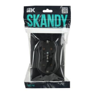 SKANDY Розетка 2-местная с заземлением без защитных шторок 16А в сборе черный