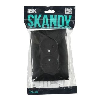 SKANDY Розетка 2-местная без заземления с защитными шторками 10А в сборе черный