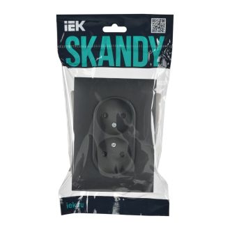 SKANDY Розетка 2-местная без заземления с защитными шторками 10А в сборе титан