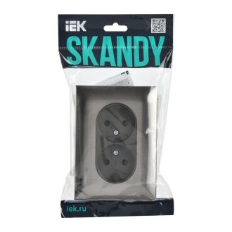SKANDY Розетка 2-местная без заземления с защитными шторками 10А в сборе металл никель