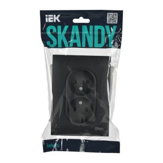 SKANDY Розетка 2-местная без заземления с защитными шторками 10А в сборе графит