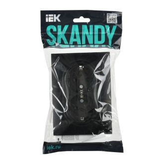 SKANDY Розетка 2-местная с заземлением с защитными шторками 16А в сборе черный