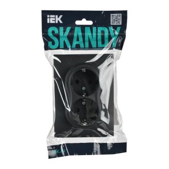 SKANDY Розетка 2-местная с заземлением с защитными шторками 16А в сборе графит