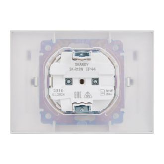 SKANDY Розетка 2-местная и крышкой 16А в сборе IP44 арктический белый