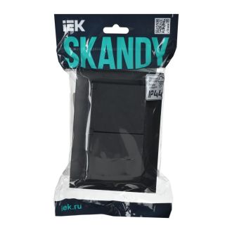 SKANDY Розетка 2-местная и крышкой 16А в сборе IP44 черный