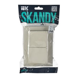 SKANDY Розетка 2-местная и крышкой 16А в сборе IP44 бежевый