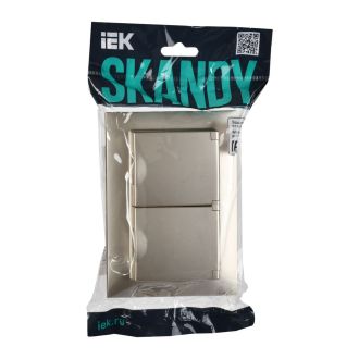 SKANDY Розетка 2-местная и крышкой 16А в сборе IP44 шампань