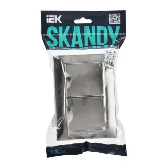 SKANDY Розетка 2-местная и крышкой 16А в сборе IP44 металл никель