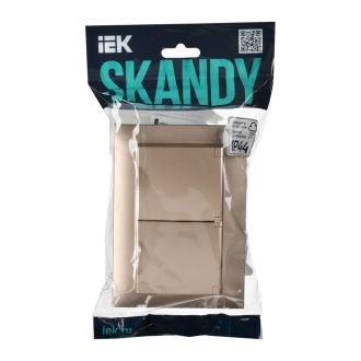 SKANDY Розетка 2-местная и крышкой 16А в сборе IP44 песочный