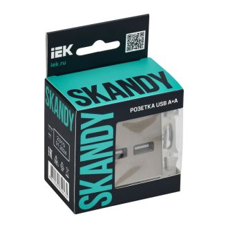 SKANDY Розетка USB A+A 3,1А металл никель