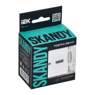 SKANDY Розетка USB A+C 18Вт арктический белый