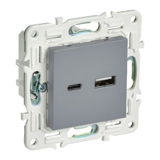 SKANDY Розетка USB A+C 18Вт серый