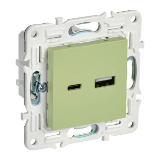SKANDY Розетка USB A+C 18Вт мятный