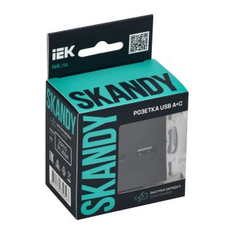 SKANDY Розетка USB A+C 18Вт мятный