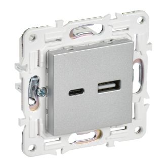 SKANDY Розетка USB A+C 18Вт серебряный