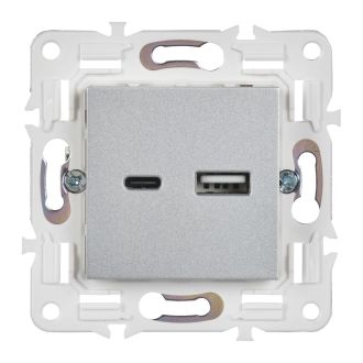 SKANDY Розетка USB A+C 18Вт серебряный