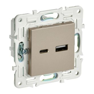 SKANDY Розетка USB A+C 18Вт шампань