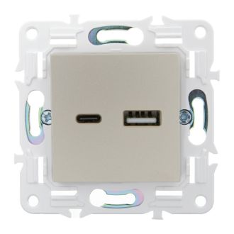 SKANDY Розетка USB A+C 18Вт песочный