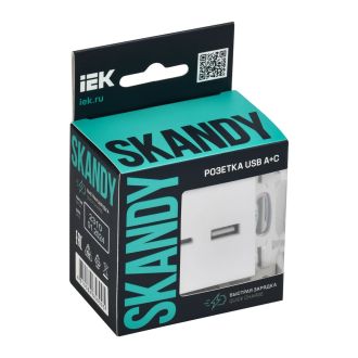 SKANDY Розетка USB A+C 3,1А арктический белый