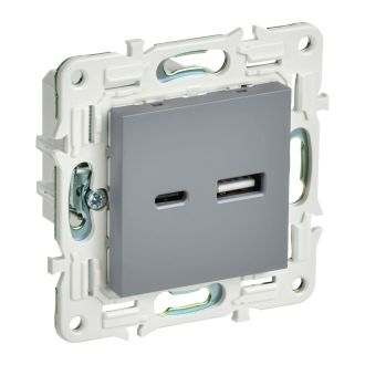 SKANDY Розетка USB A+C 3,1А серый