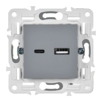 SKANDY Розетка USB A+C 3,1А серый