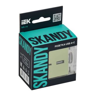 SKANDY Розетка USB A+C 3,1А мятный