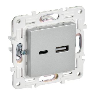 SKANDY Розетка USB A+C 3,1А серебряный